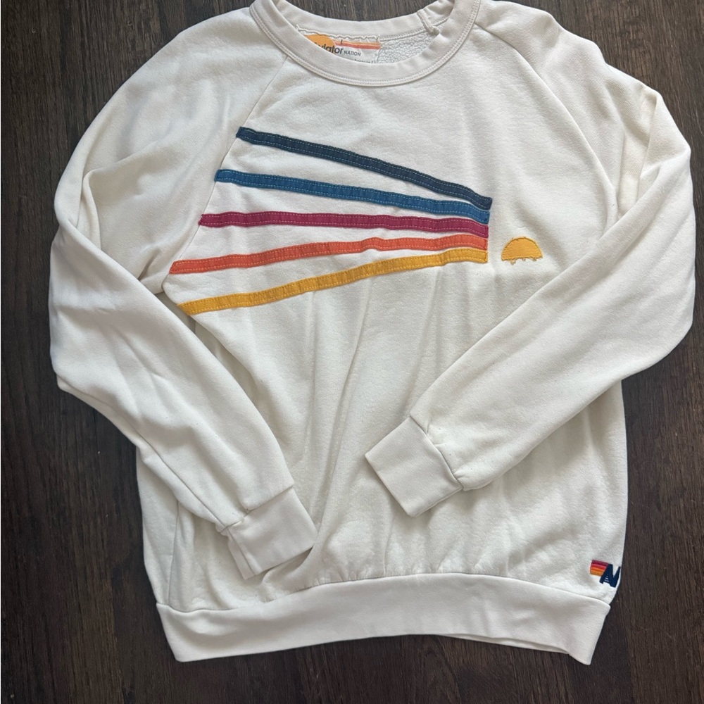 Aviator Nation Daydream Relaxed Crew Sweatshirt- Vintage White